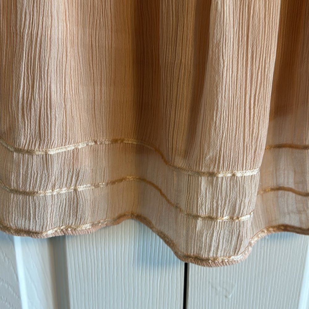 Sanctuary Women’s Beige Lace & Ribbon 3/4 Sleeves Flowy Blouse, Size L - Picture 4 of 7